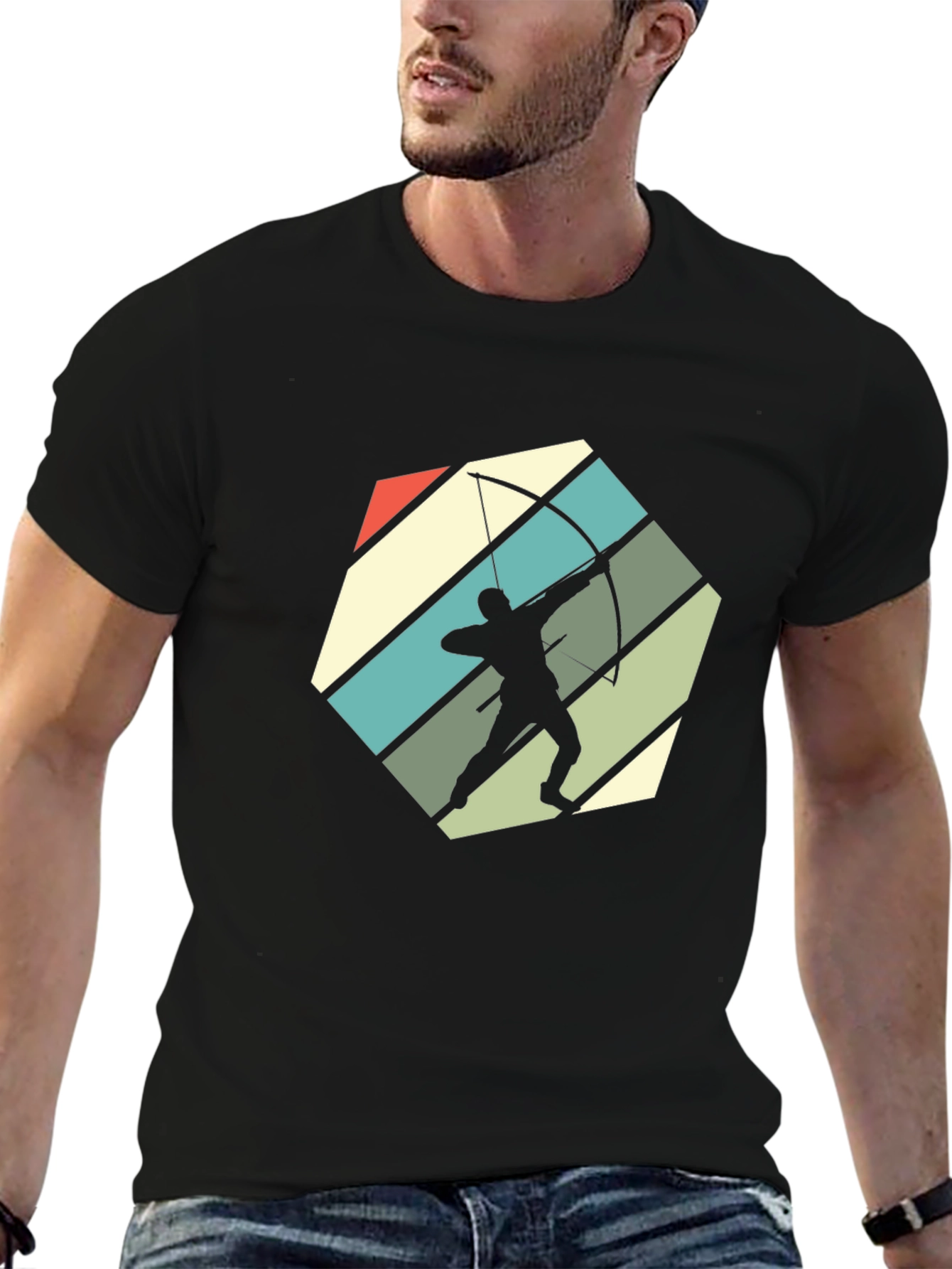 Archery Retro Black T-Shirt - Archer Silhouette Design
