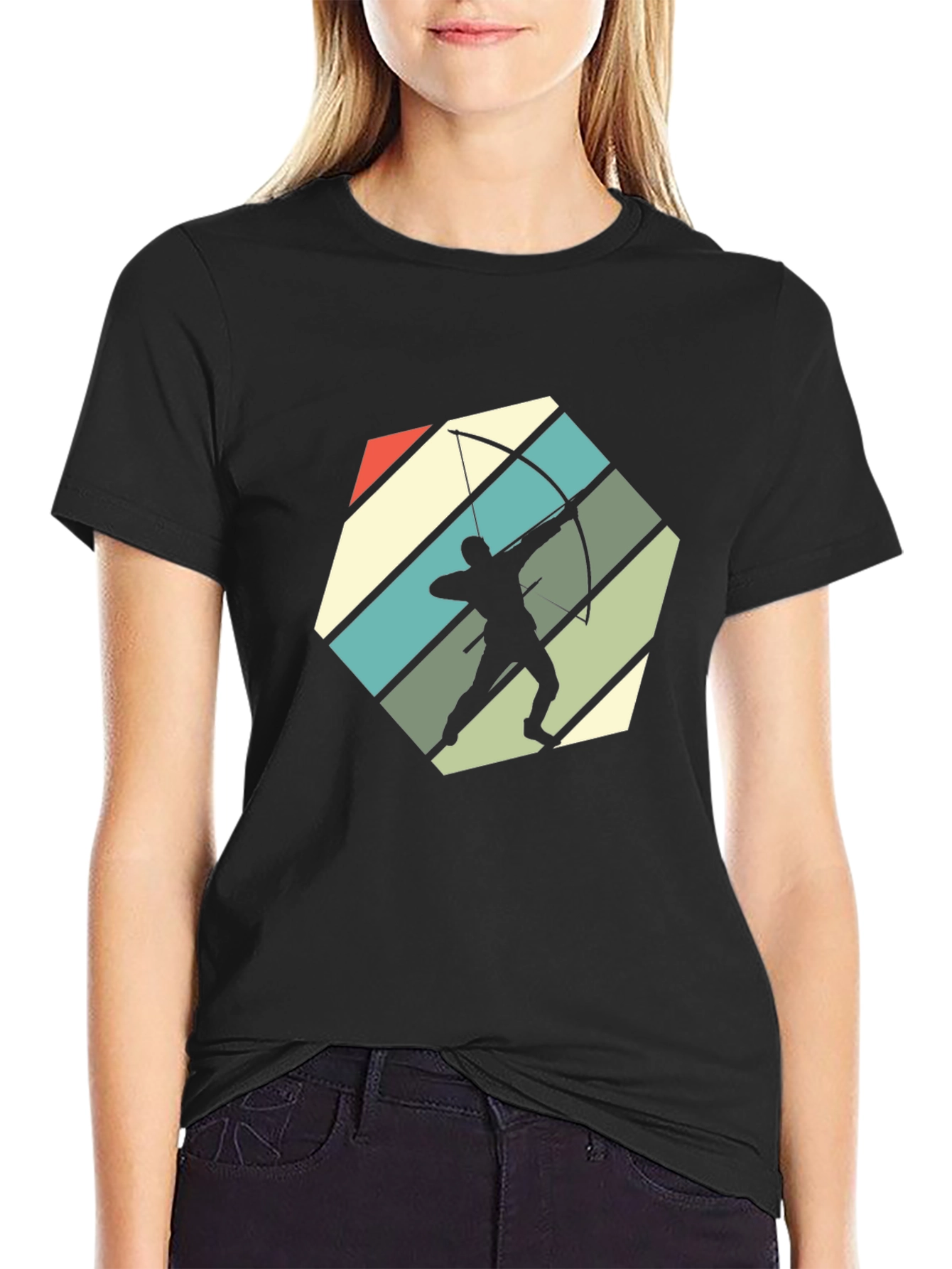 Archery Retro Black T-Shirt - Archer Silhouette Design