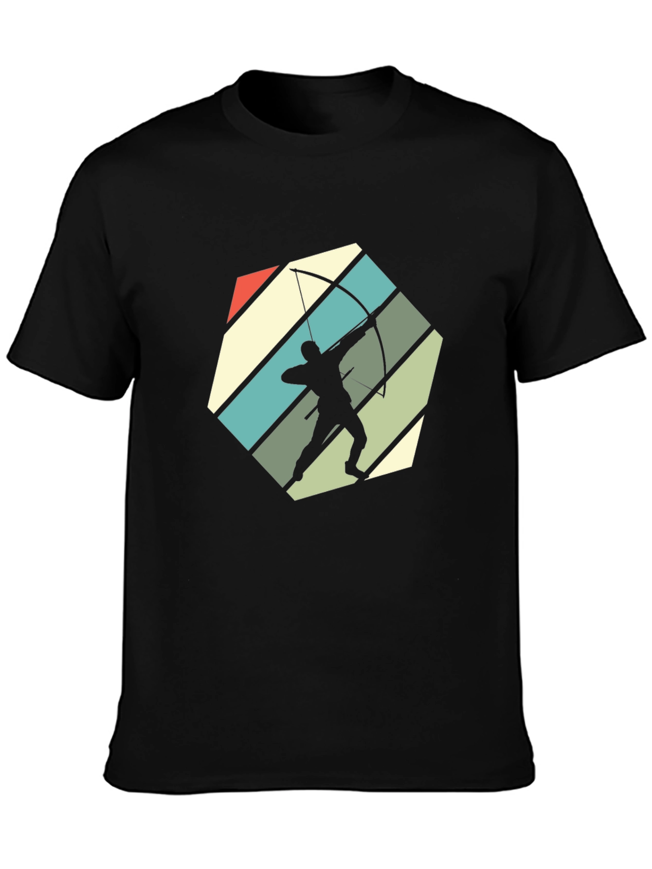 Archery Retro Black T-Shirt - Archer Silhouette Design
