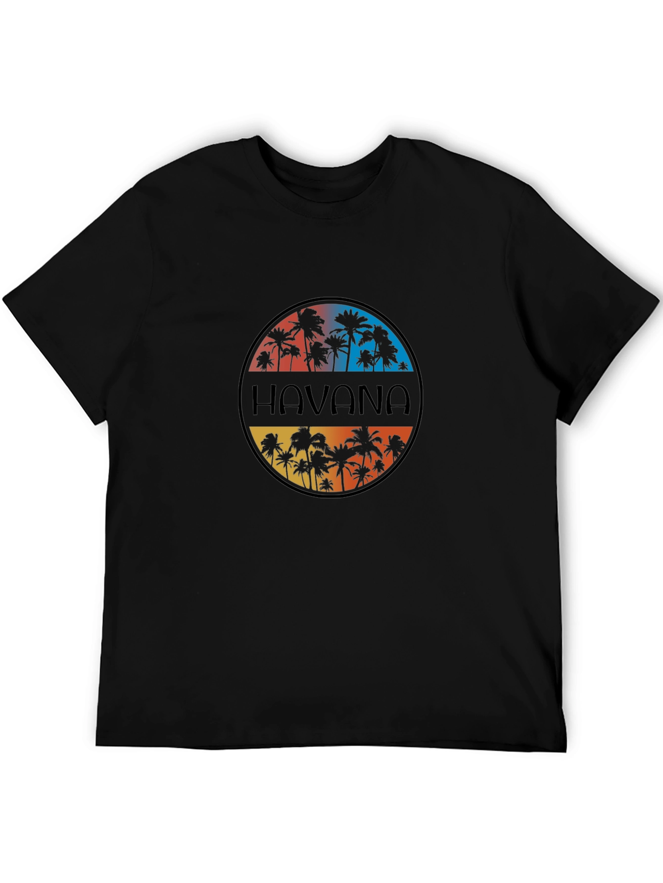 Havana Palm Tree Graphic T-Shirt - Black