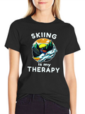Skiing is My Therapy Graphic T-Shirt