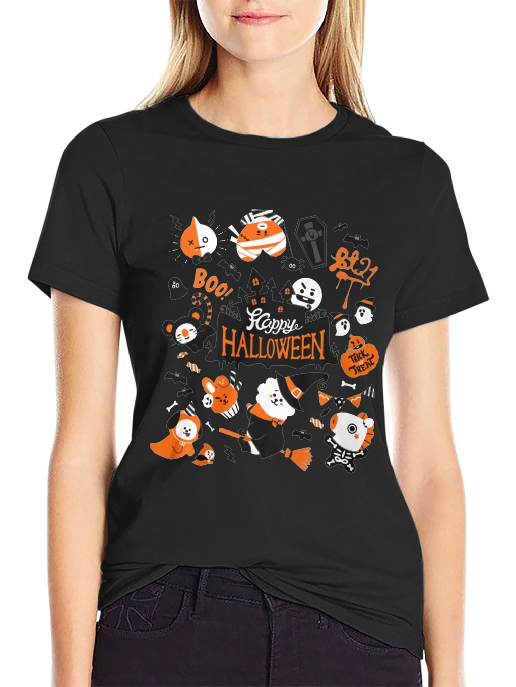 Halloween BT21 Black T-Shirt