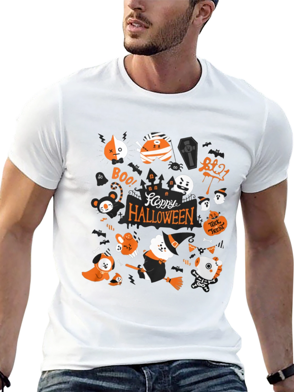 Halloween BT21 Black T-Shirt