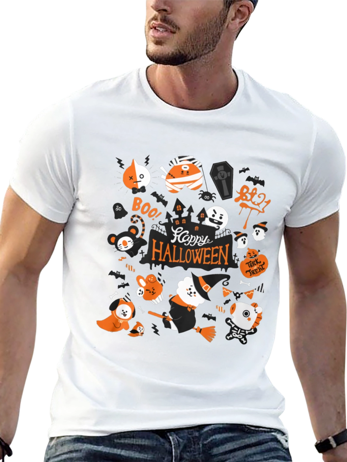 Halloween BT21 Black T-Shirt