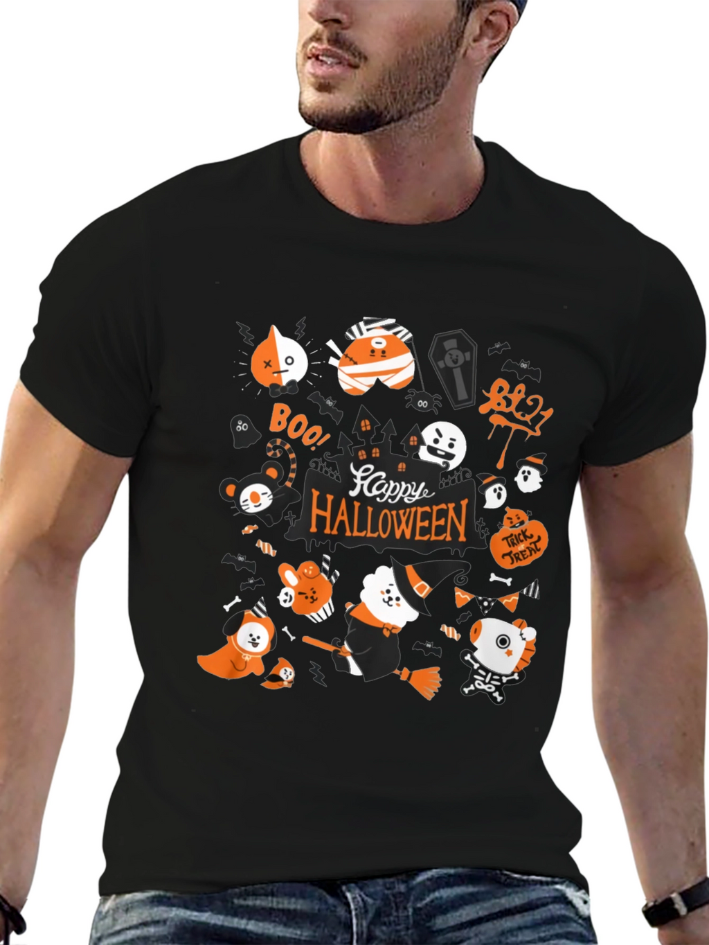 Halloween BT21 Black T-Shirt