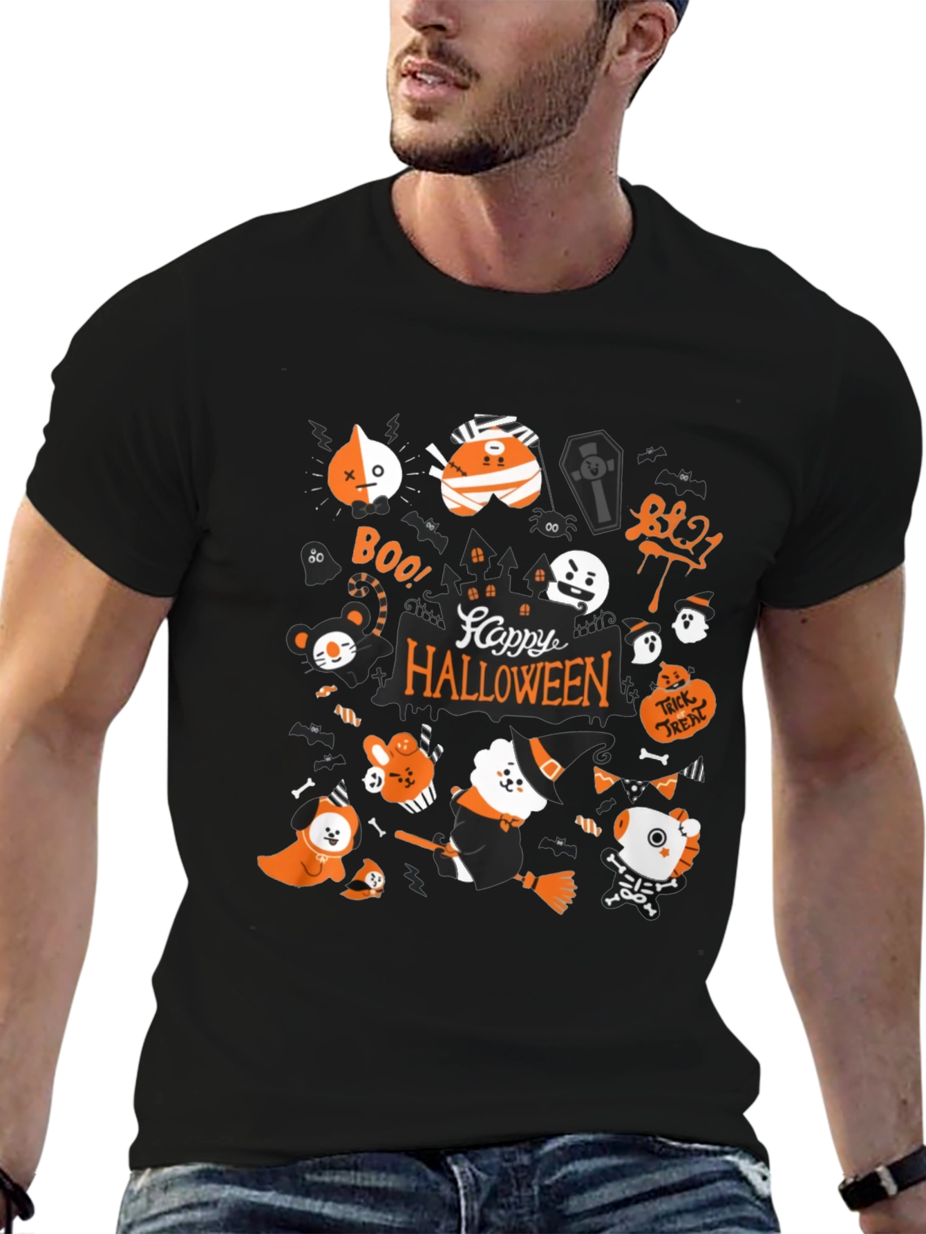 Halloween BT21 Black T-Shirt