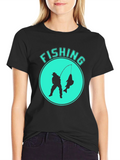 Fishing Graphic Tee - Black Cotton Blend
