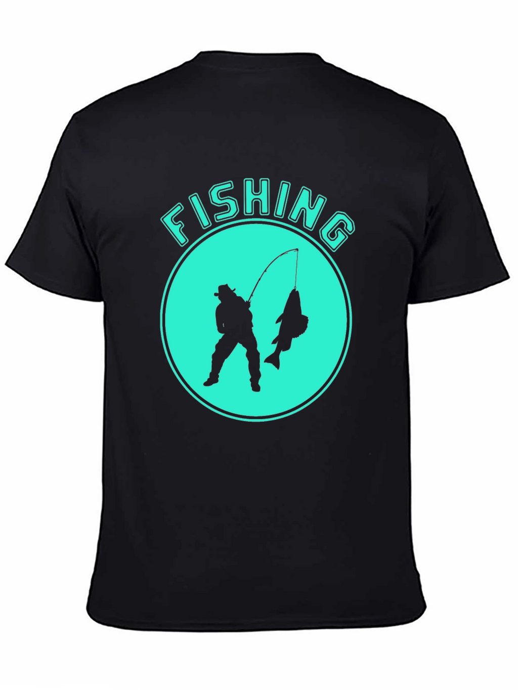 Fishing Graphic Tee - Black Cotton Blend