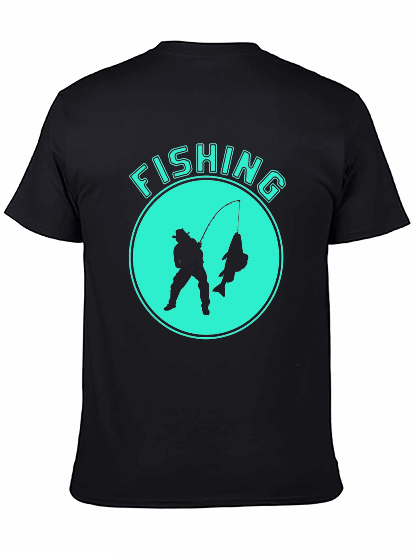 Fishing Graphic Tee - Black Cotton Blend