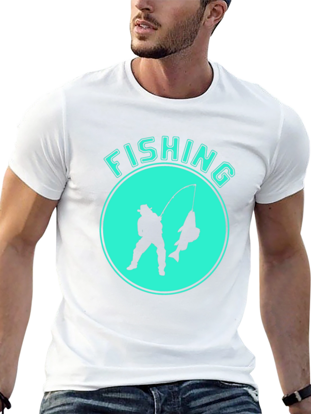 Fishing Graphic Tee - Black Cotton Blend