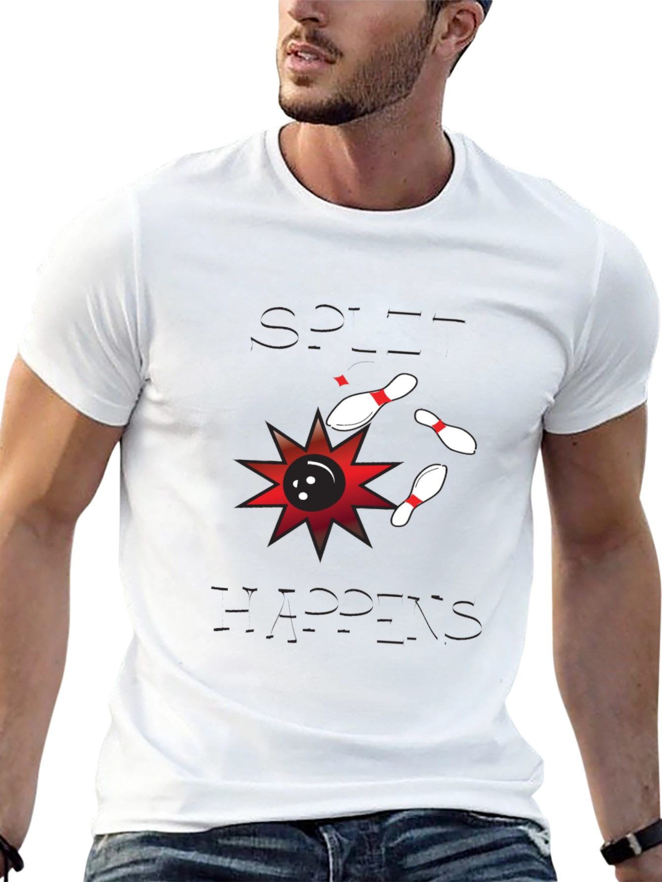 Split Happens Bowling T-Shirt - Mens Black Graphic Tee
