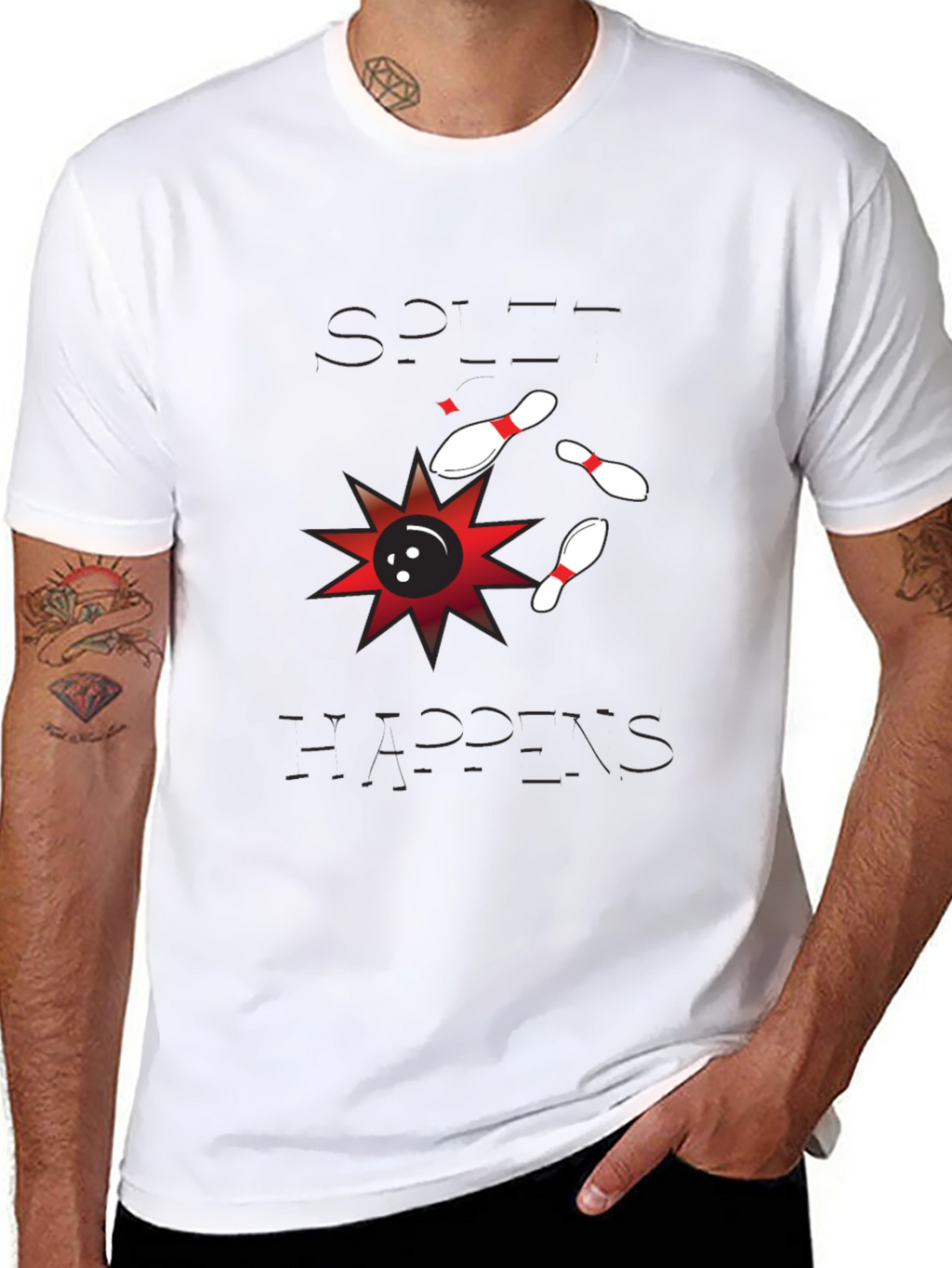 Split Happens Bowling T-Shirt - Mens Black Graphic Tee