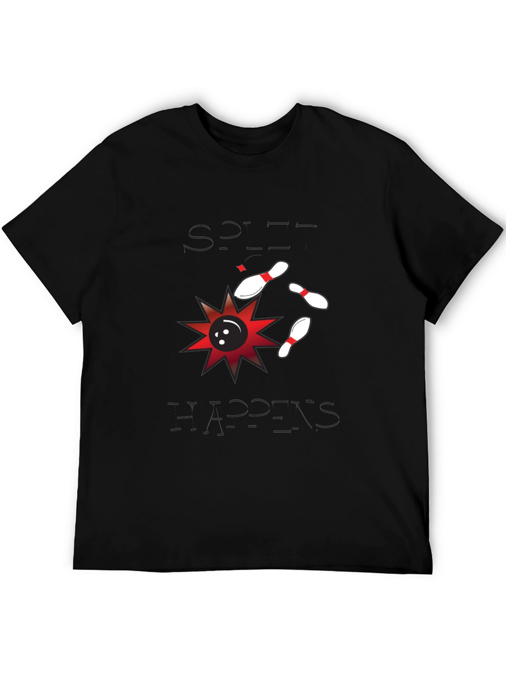 Split Happens Bowling T-Shirt - Mens Black Graphic Tee