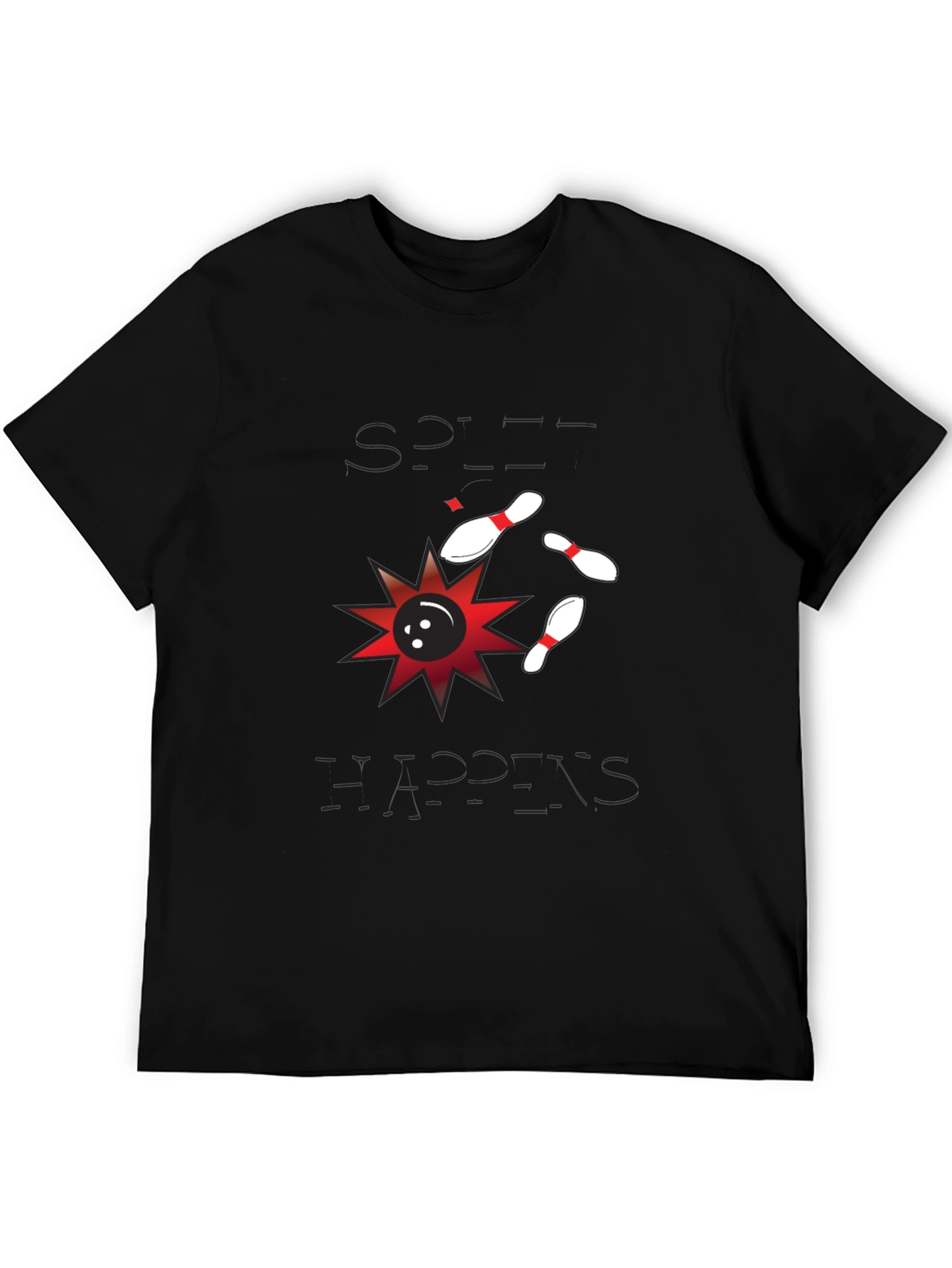 Split Happens Bowling T-Shirt - Mens Black Graphic Tee