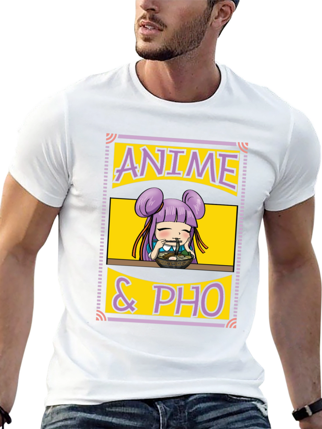 Anime & Pho Graphic T-Shirt - Cute Foodie Tee