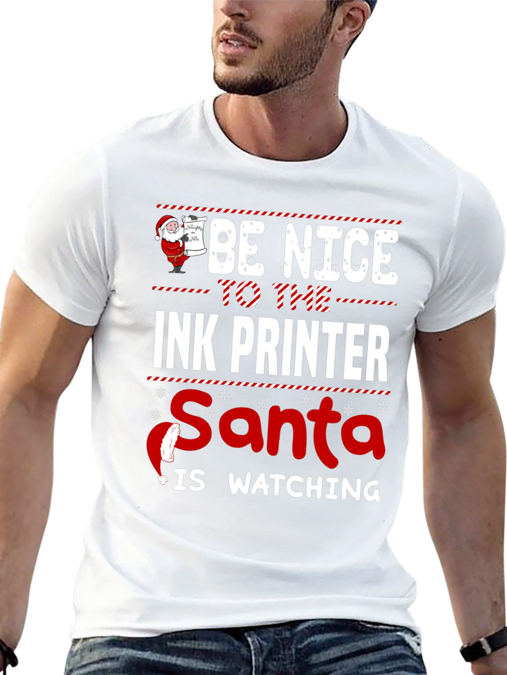 Be Nice to The Ink Printer Santa Watching T-Shirt