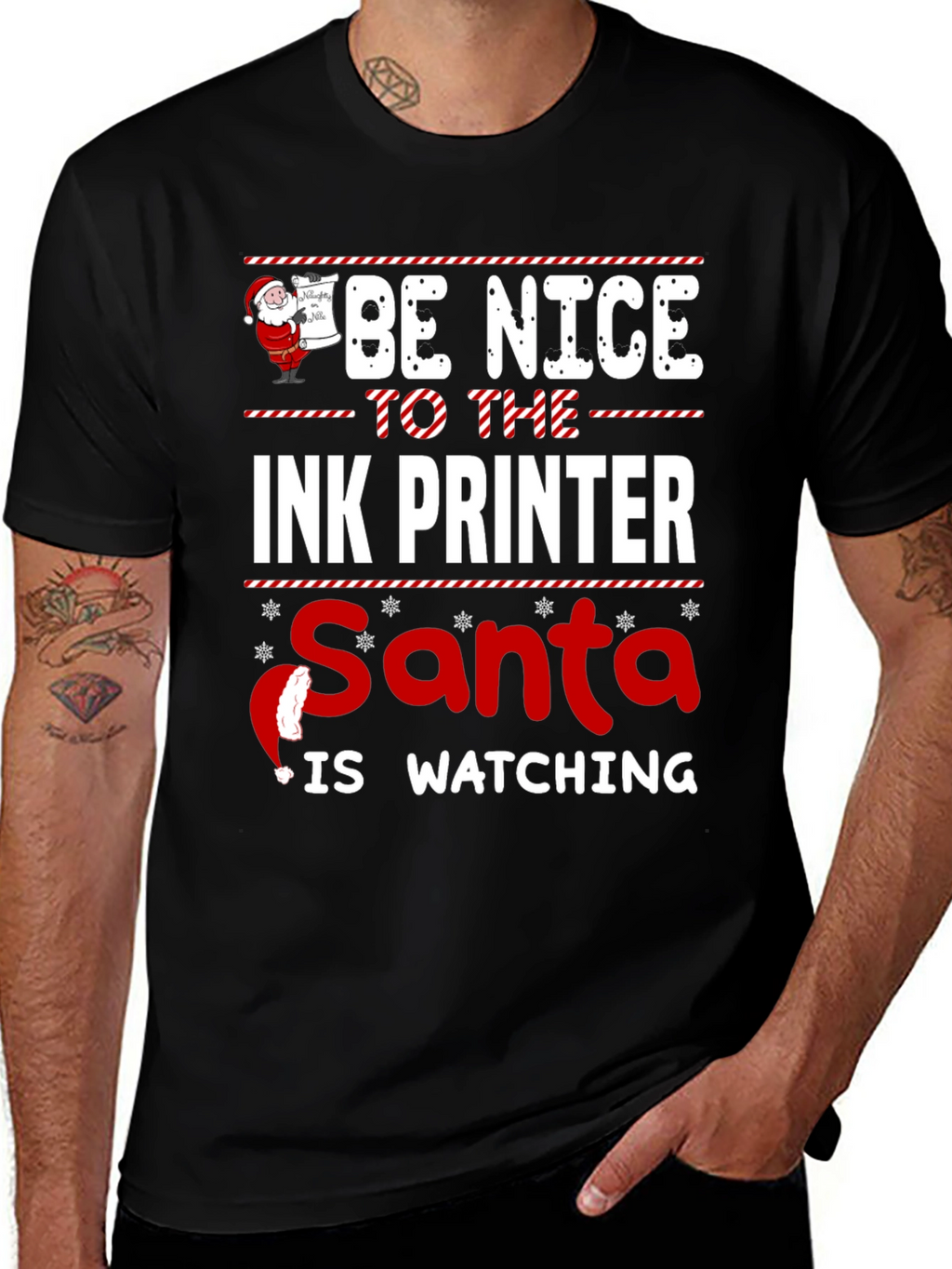 Be Nice to The Ink Printer Santa Watching T-Shirt
