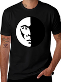 Modern Half Face Graphic Black T-Shirt
