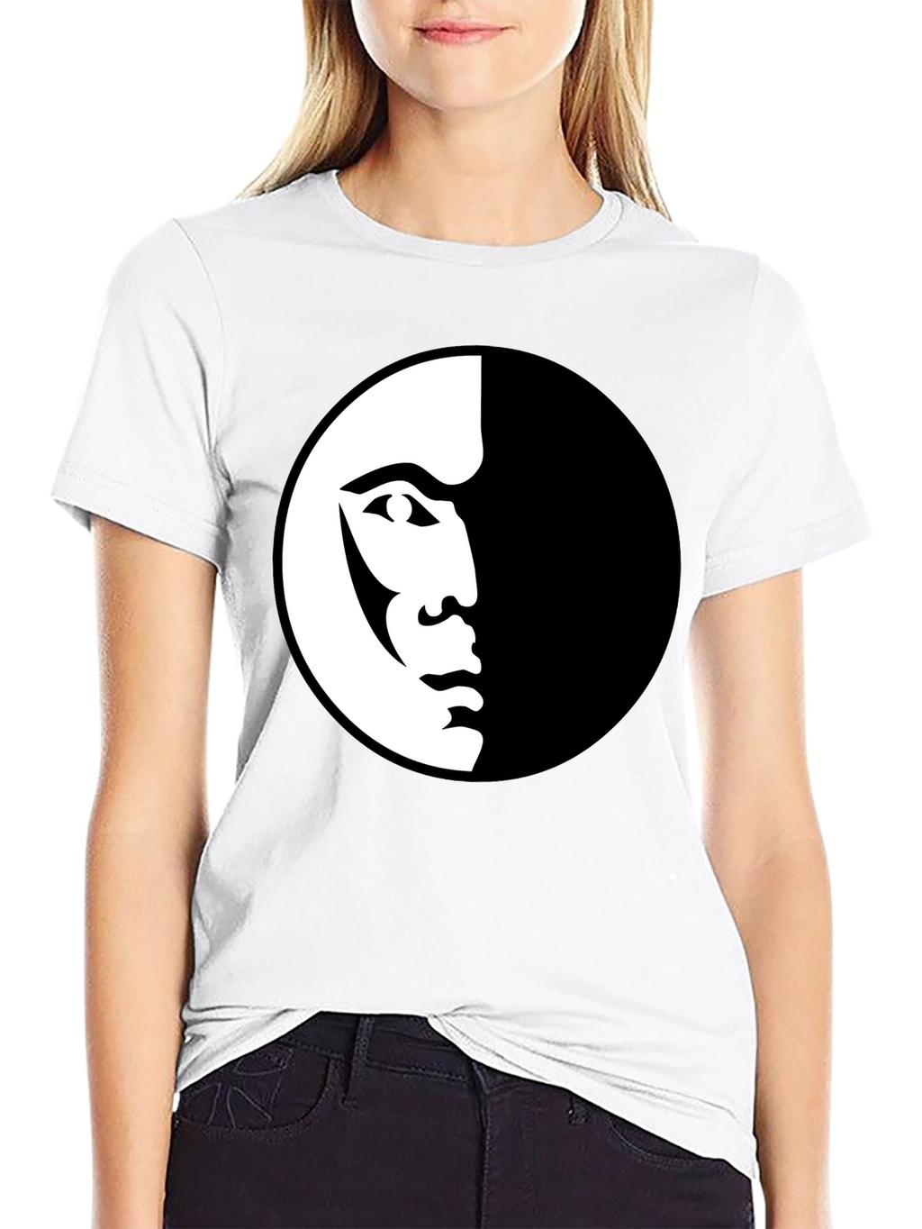 Modern Half Face Graphic Black T-Shirt