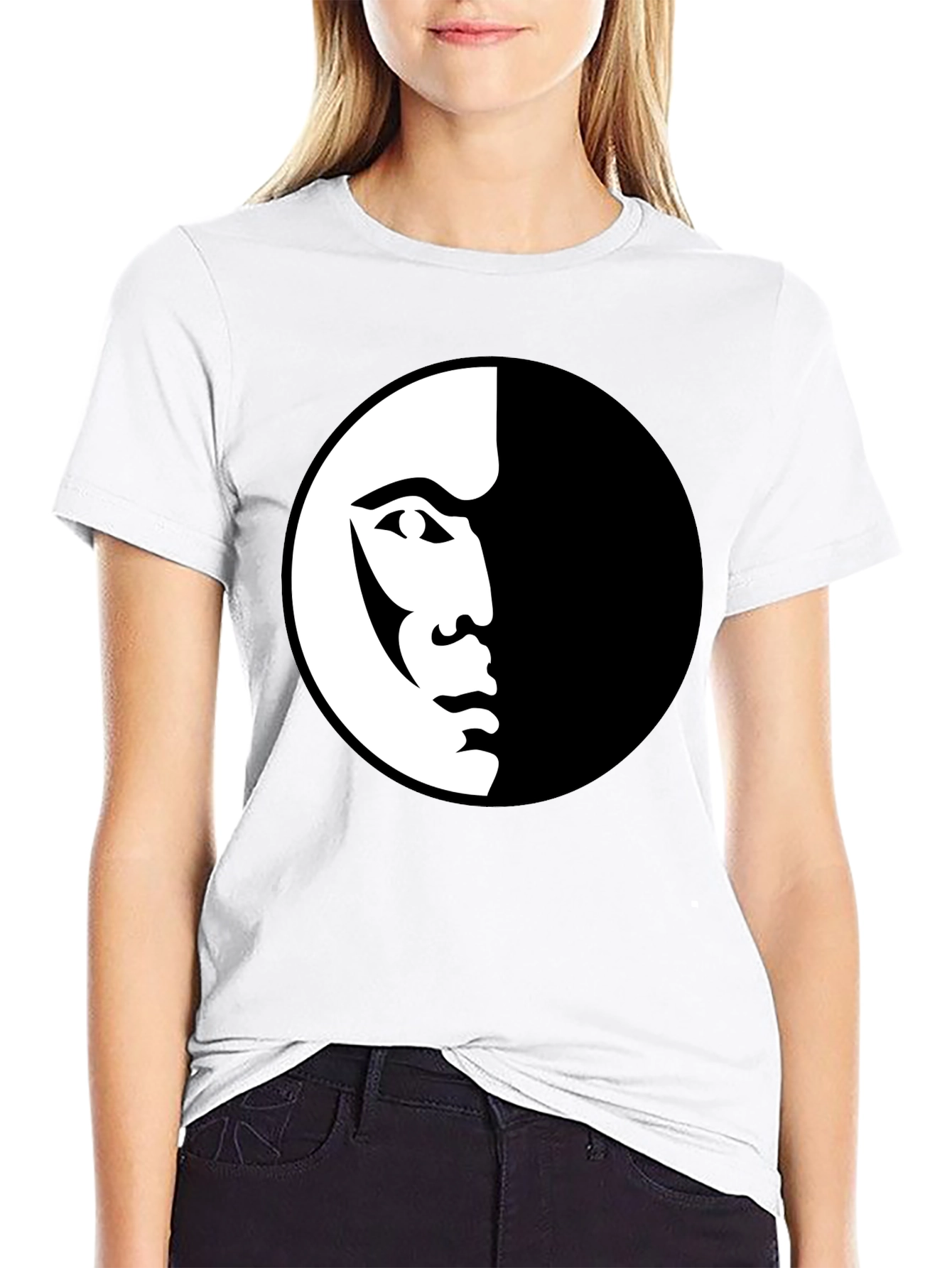 Modern Half Face Graphic Black T-Shirt