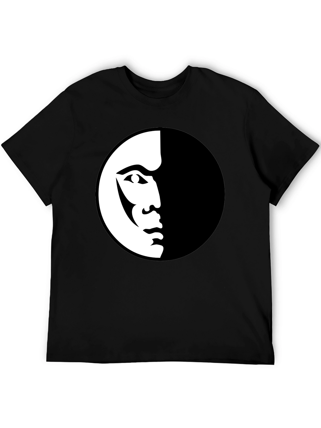 Modern Half Face Graphic Black T-Shirt