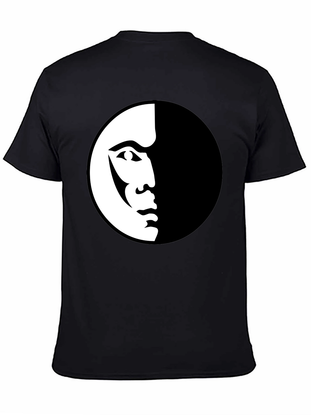 Modern Half Face Graphic Black T-Shirt