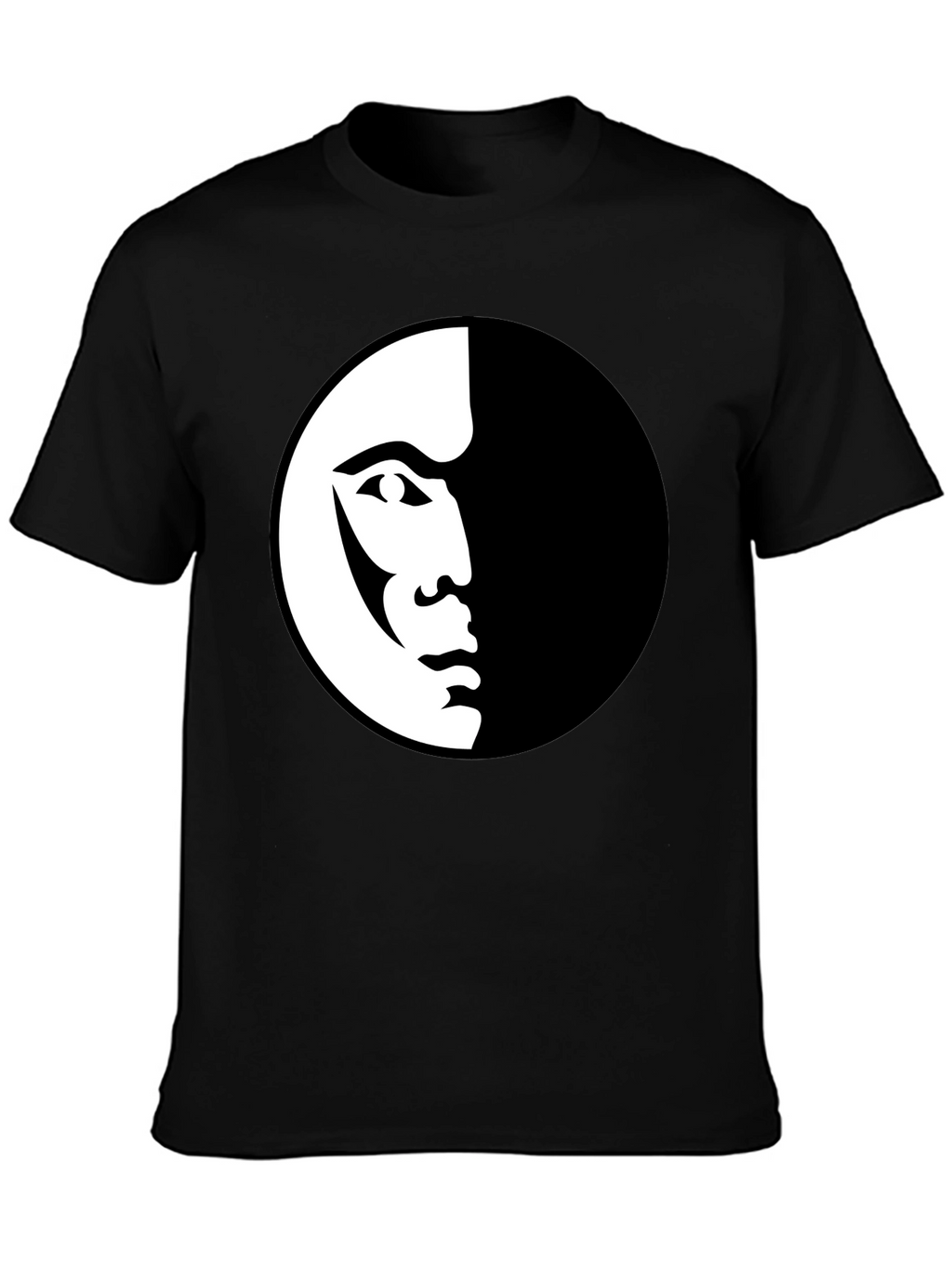 Modern Half Face Graphic Black T-Shirt