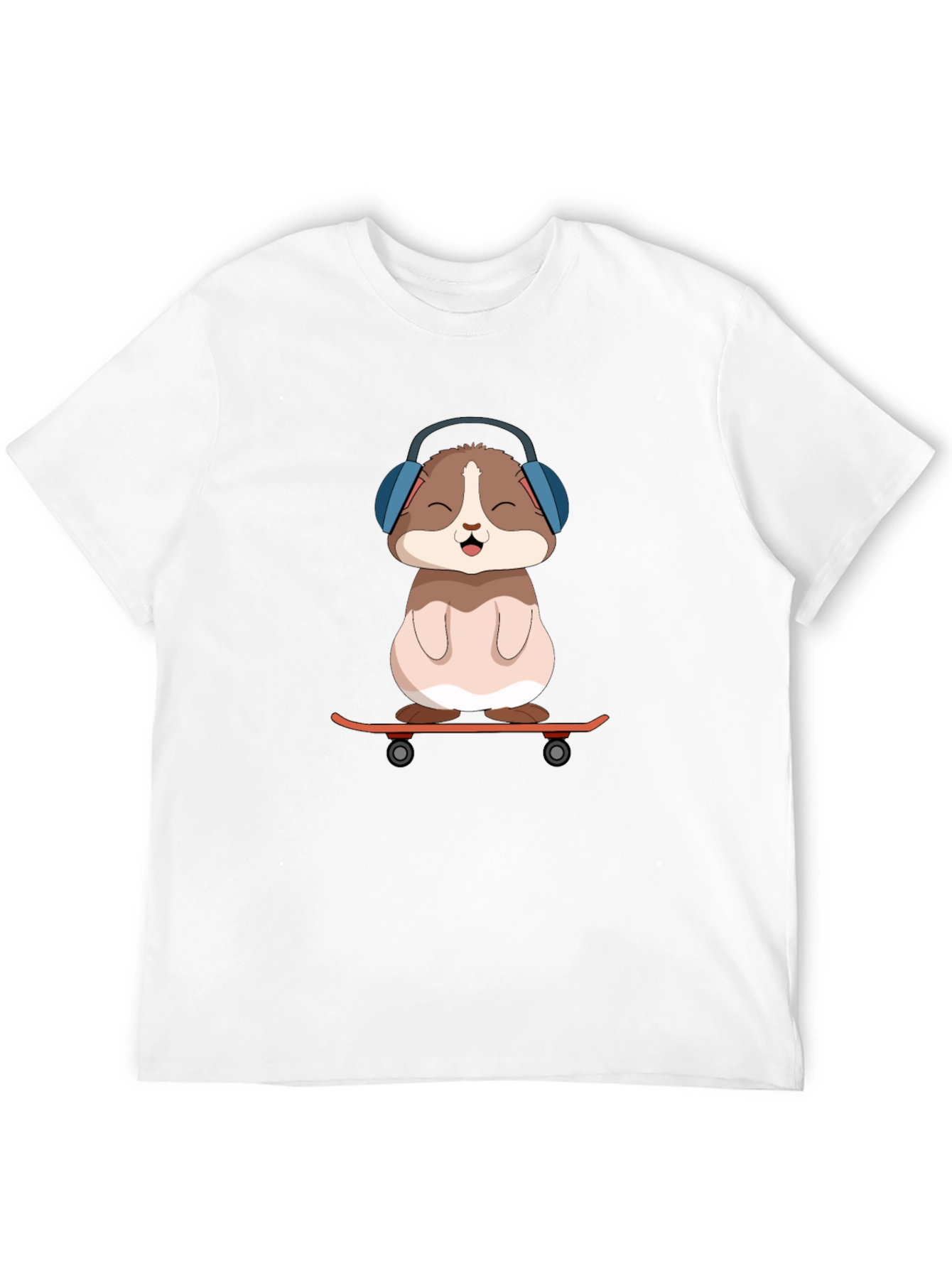 Cute Hamster Skateboard Graphic Tee - Black