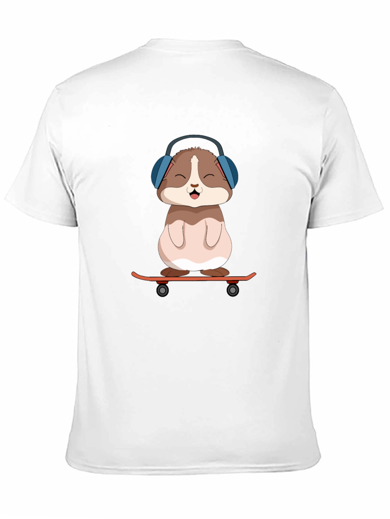 Cute Hamster Skateboard Graphic Tee - Black