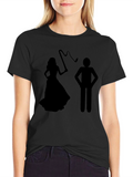Humorous Bride Whipping Groom Black T-Shirt