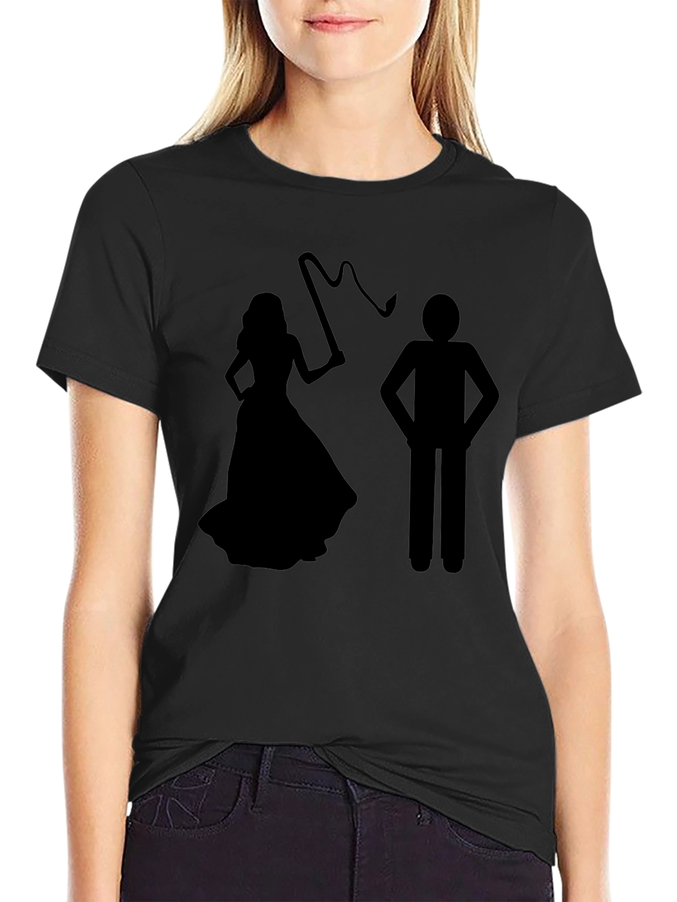 Humorous Bride Whipping Groom Black T-Shirt