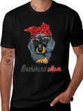 Dachshund Mom T-Shirt: Cute Dog Bandana & Glasses Tee