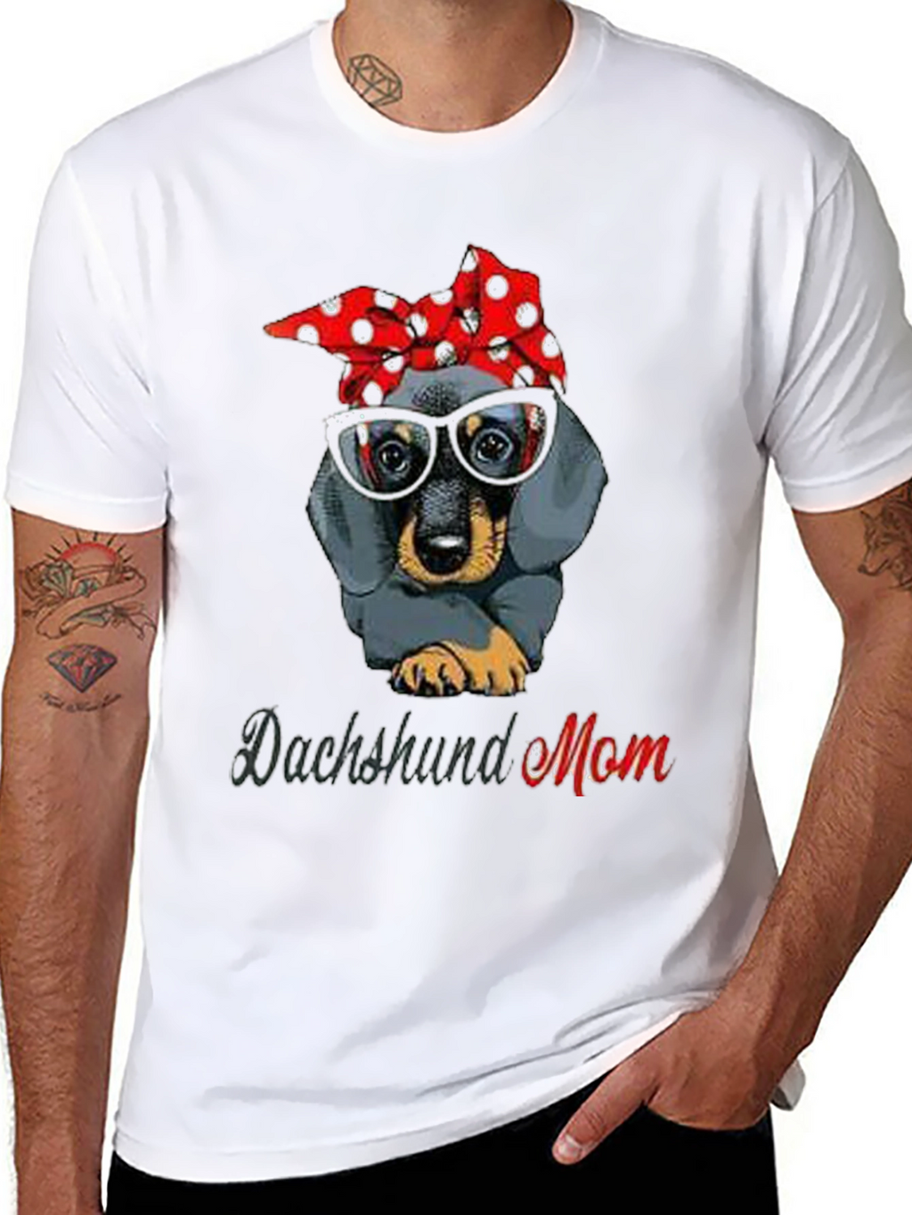 Dachshund Mom T-Shirt: Cute Dog Bandana & Glasses Tee