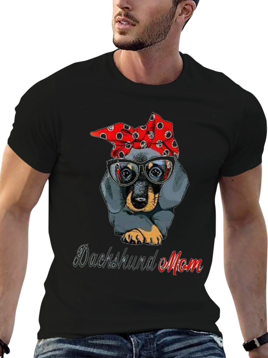 Dachshund Mom T-Shirt: Cute Dog Bandana & Glasses Tee