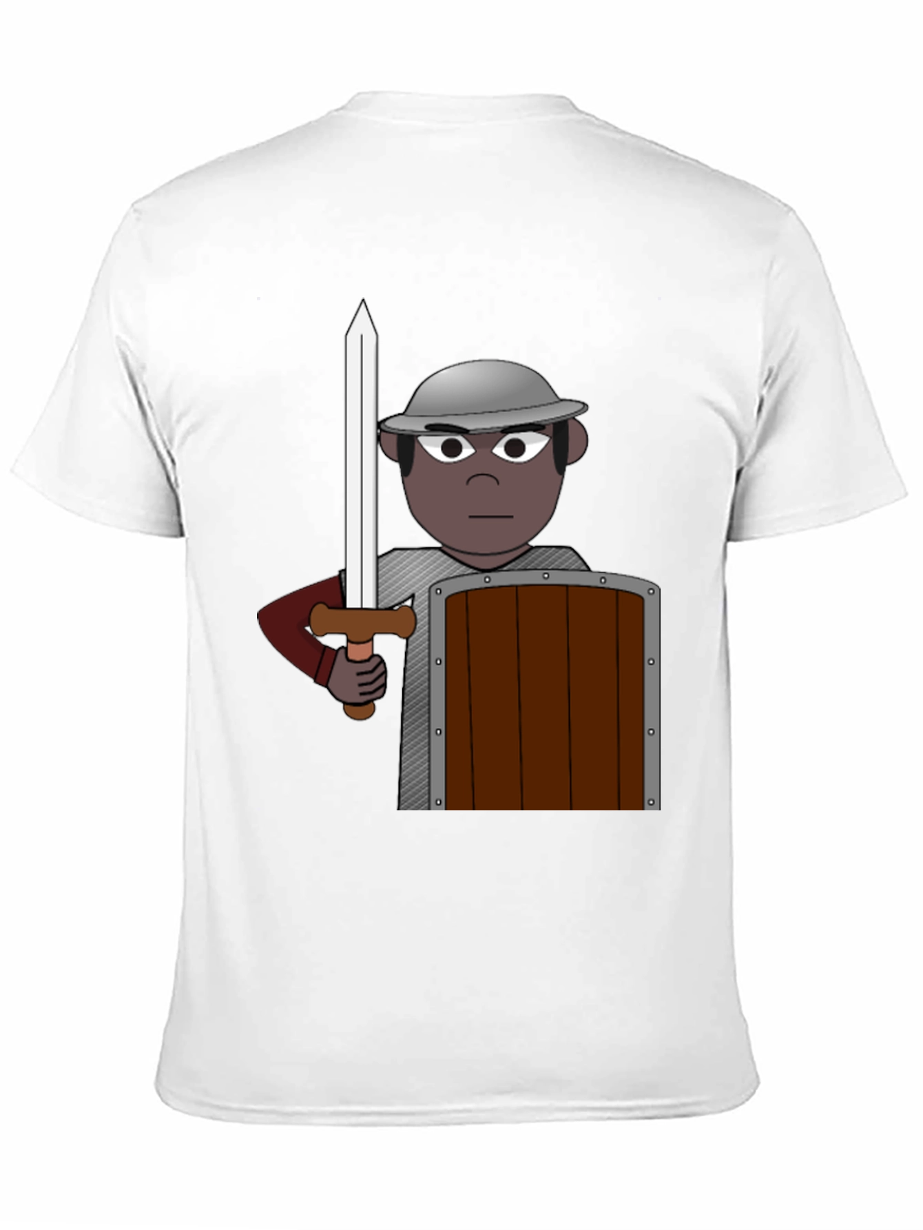 Warrior Cartoon Graphic Tee - Black Cotton Casual