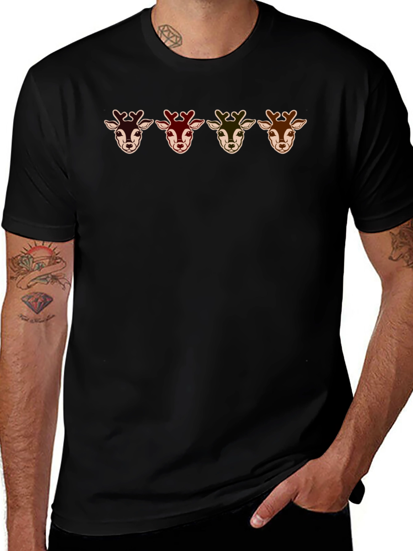 Deer Head Graphic T-Shirt - Casual & Stylish