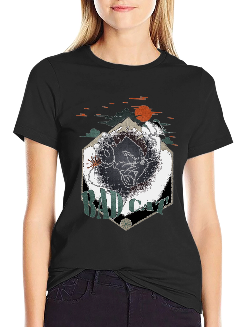Bad Cat Graphic Tee - Cool & Edgy Design