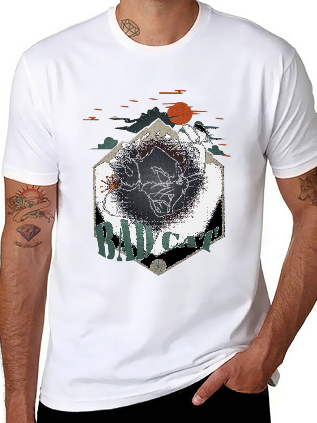 Bad Cat Graphic Tee - Cool & Edgy Design