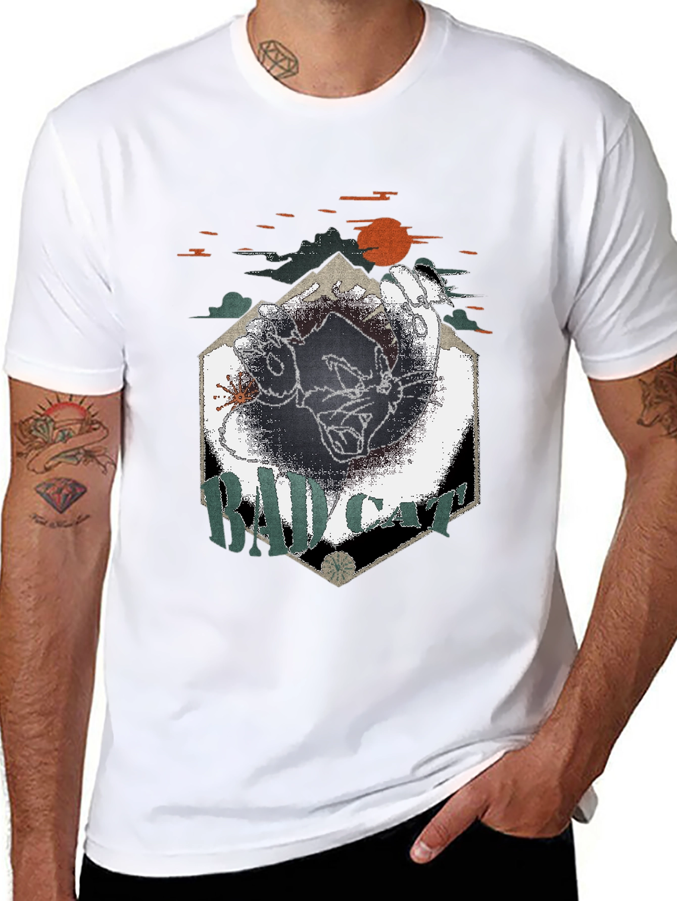 Bad Cat Graphic Tee - Cool & Edgy Design