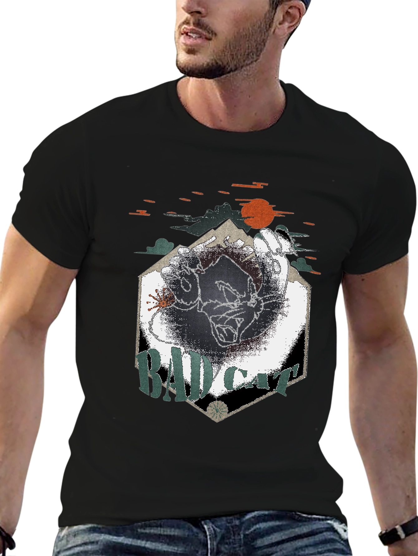 Bad Cat Graphic Tee - Cool & Edgy Design