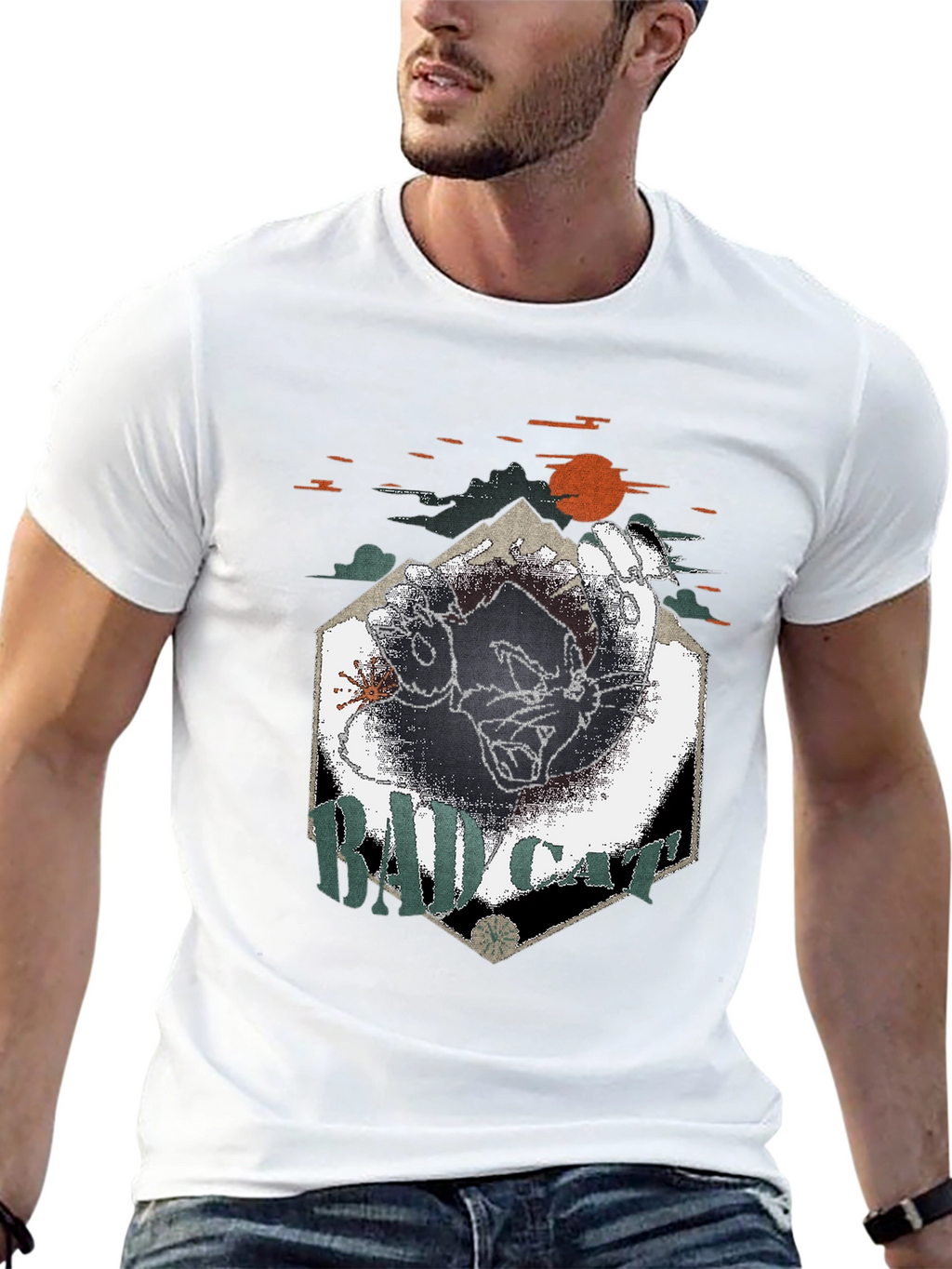 Bad Cat Graphic Tee - Cool & Edgy Design