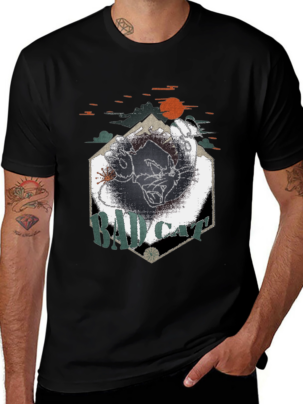 Bad Cat Graphic Tee - Cool & Edgy Design