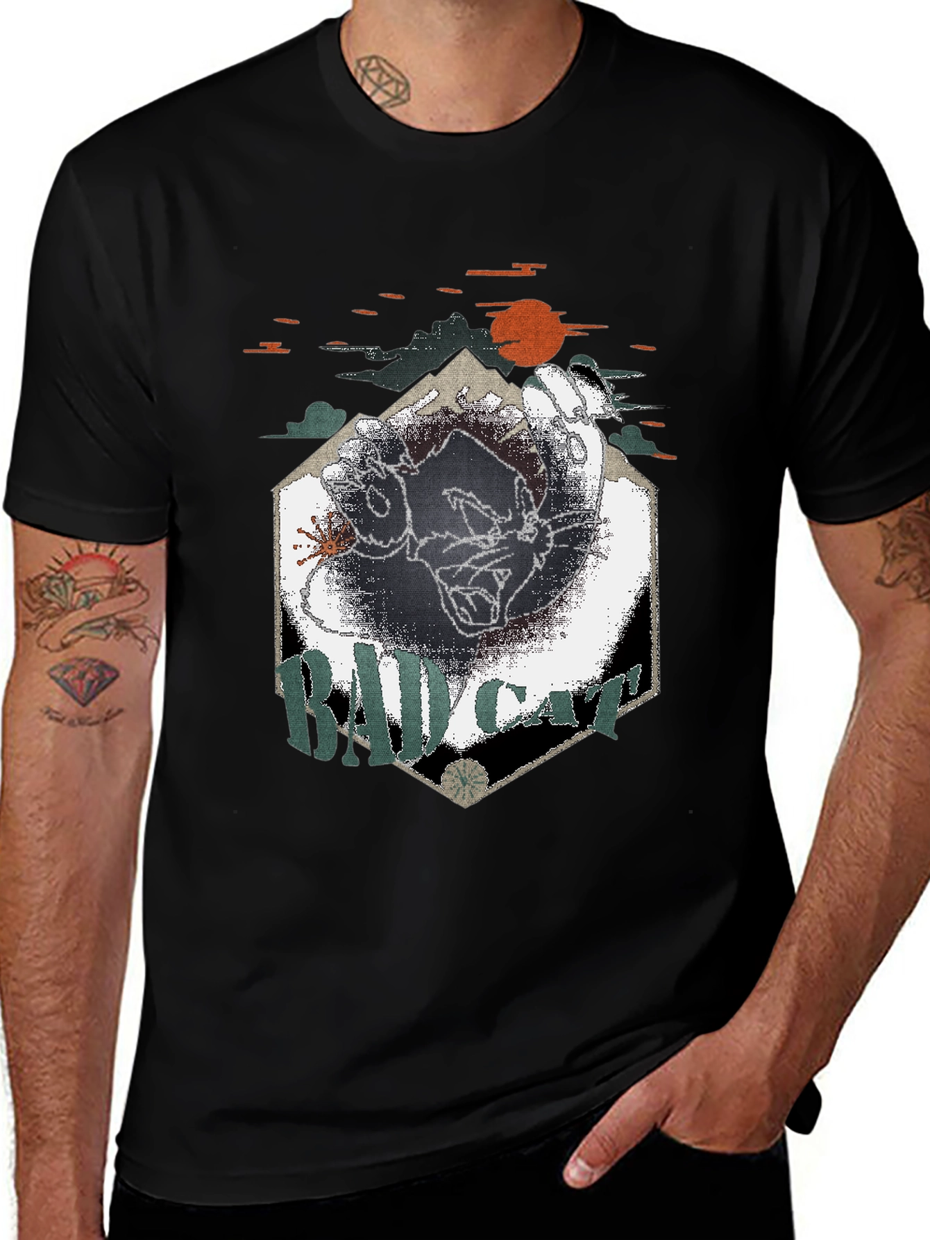 Bad Cat Graphic Tee - Cool & Edgy Design