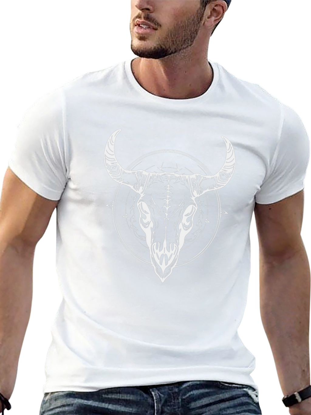 Bull Skull Graphic Tee - Black Cotton T-Shirt