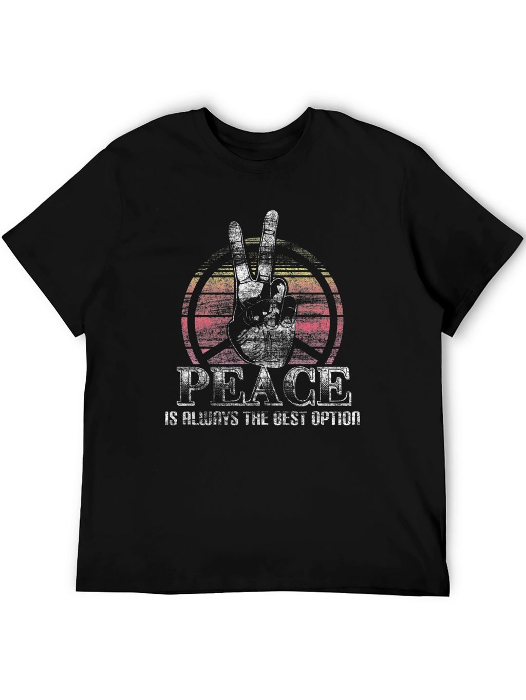 Peace Sign Graphic Tee -  Comfortable Crew Neck