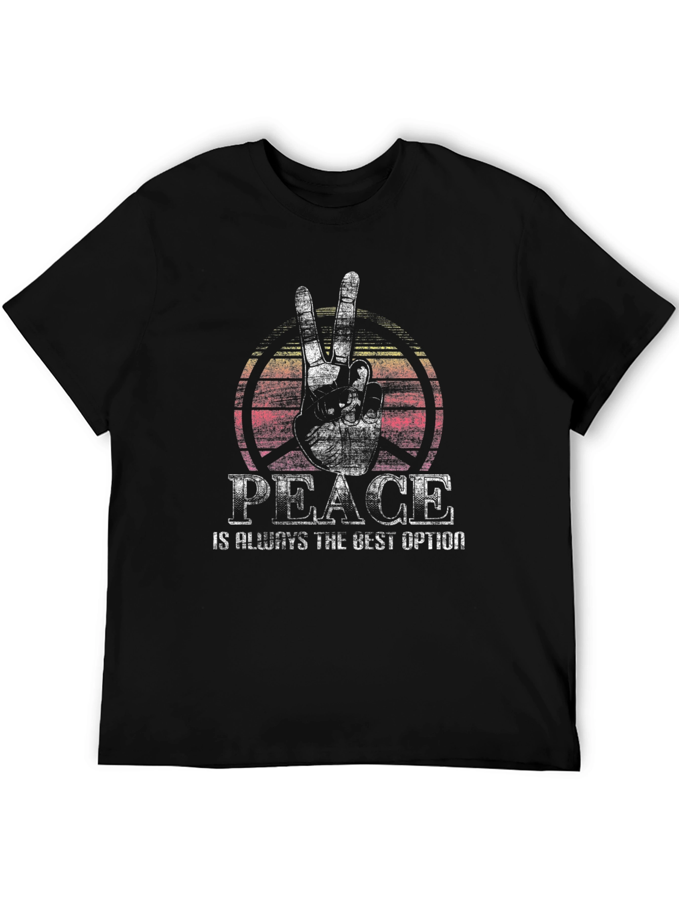 Peace Sign Graphic Tee -  Comfortable Crew Neck