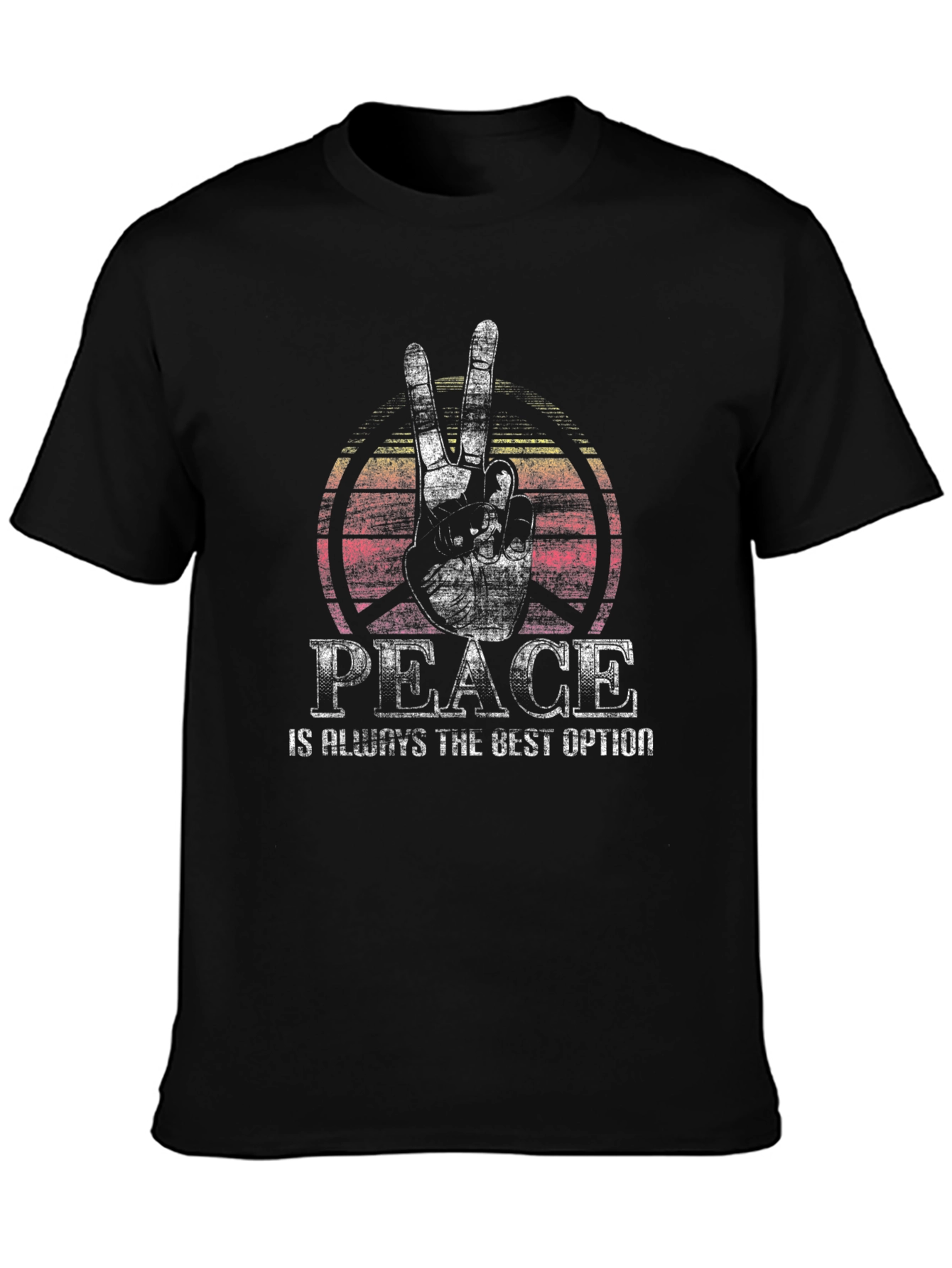 Peace Sign Graphic Tee -  Comfortable Crew Neck