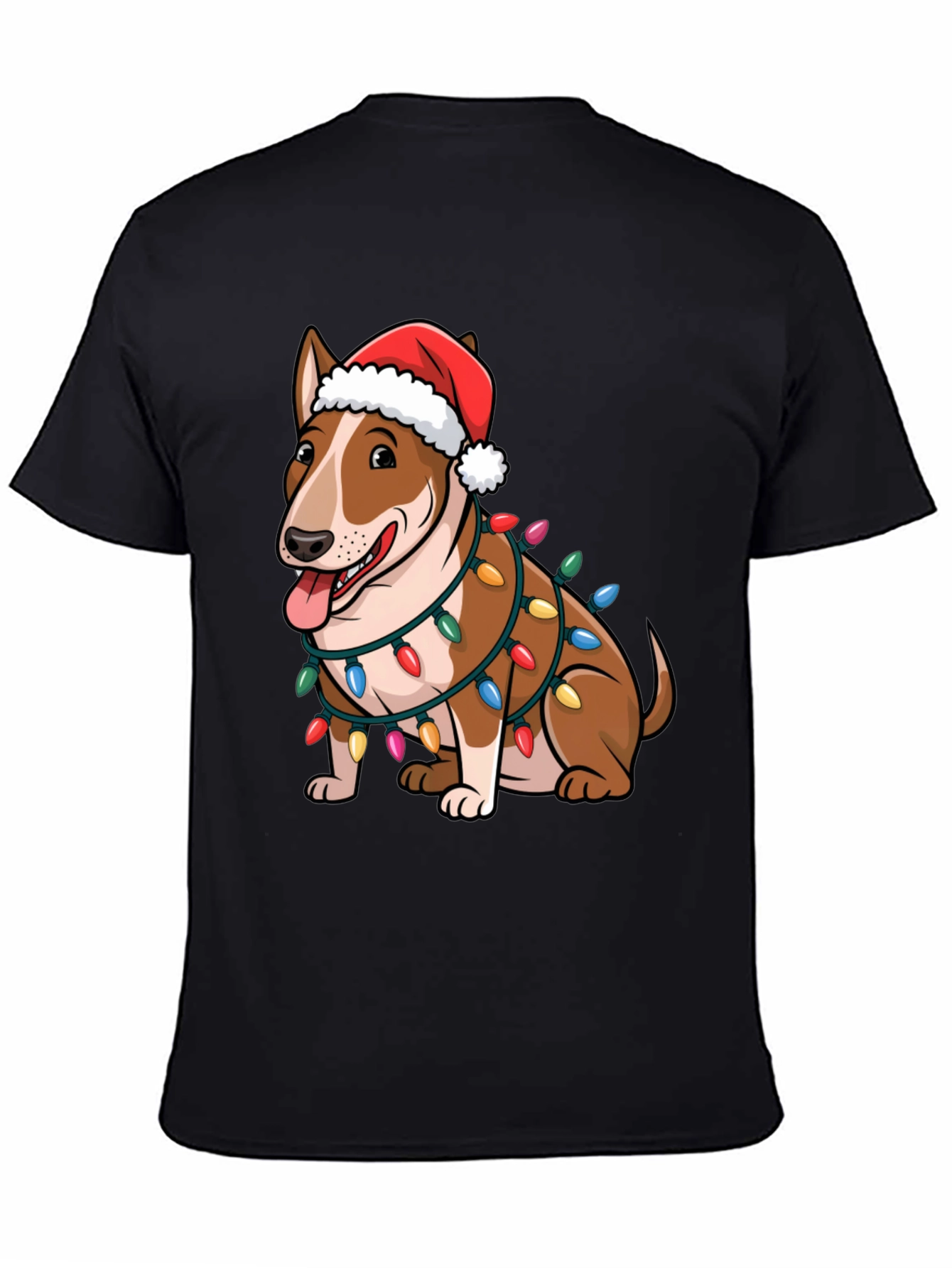 Christmas Bull Terrier Lights T-Shirt – Festive Dog Lover Tee