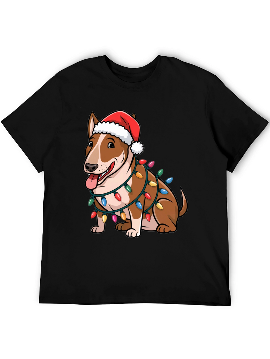 Christmas Bull Terrier Lights T-Shirt – Festive Dog Lover Tee