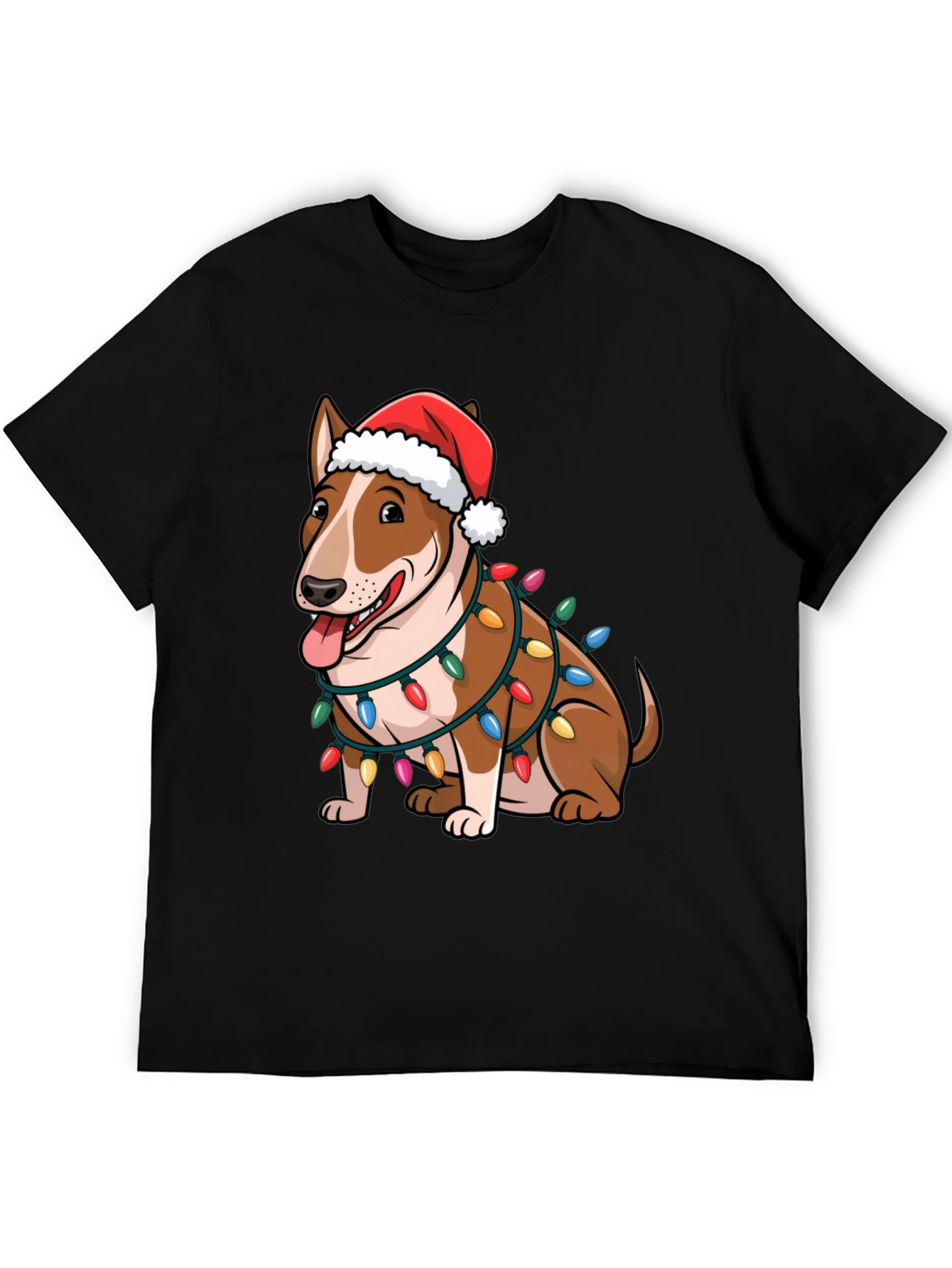 Christmas Bull Terrier Lights T-Shirt – Festive Dog Lover Tee